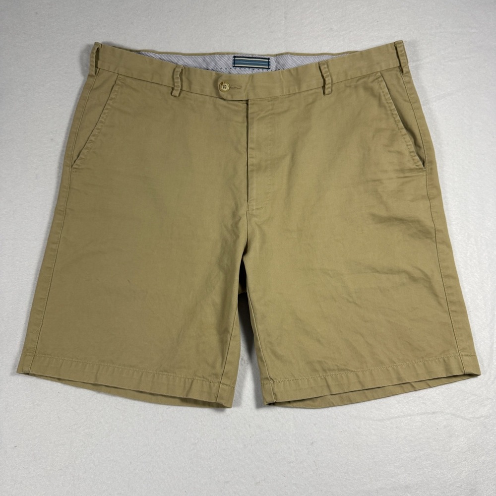 Peter Millar Mens 38 Khaki Tan Pima Cotton Flat Front Shorts MCOB31